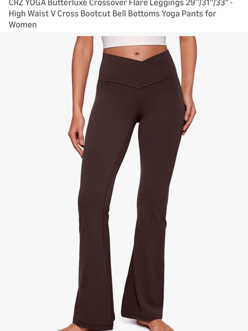 High-Waist Crossover Bootcut Yoga Pants - Brown